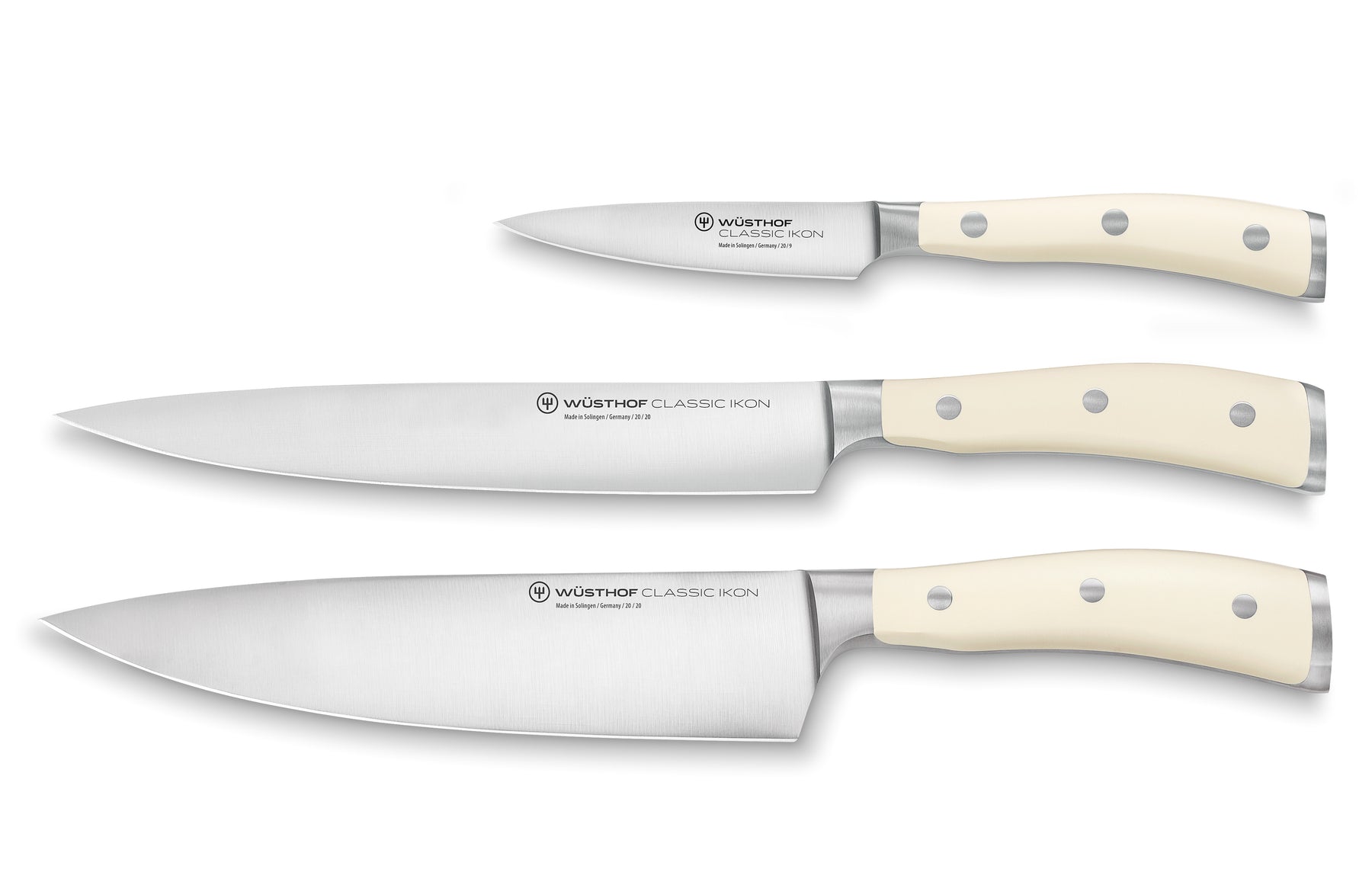 Classic ikon creme knife set,  3 pcs.
