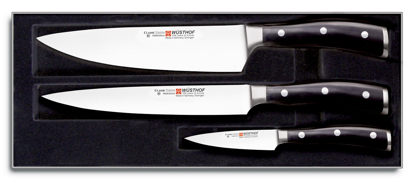 Classic ikon black ik knife  set , 3pcs