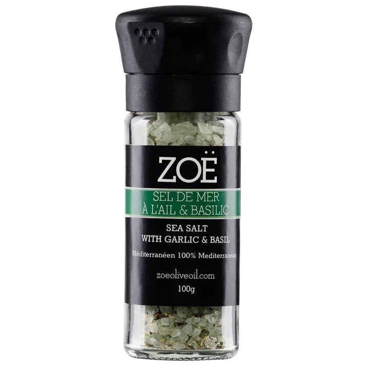 Zoe Olive Oil- 100g Basil and Garlic Sea Salt