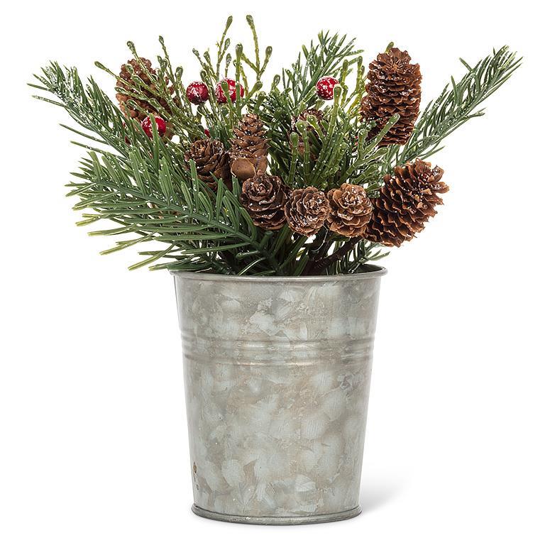 Pine Branch & Berries in Bucket