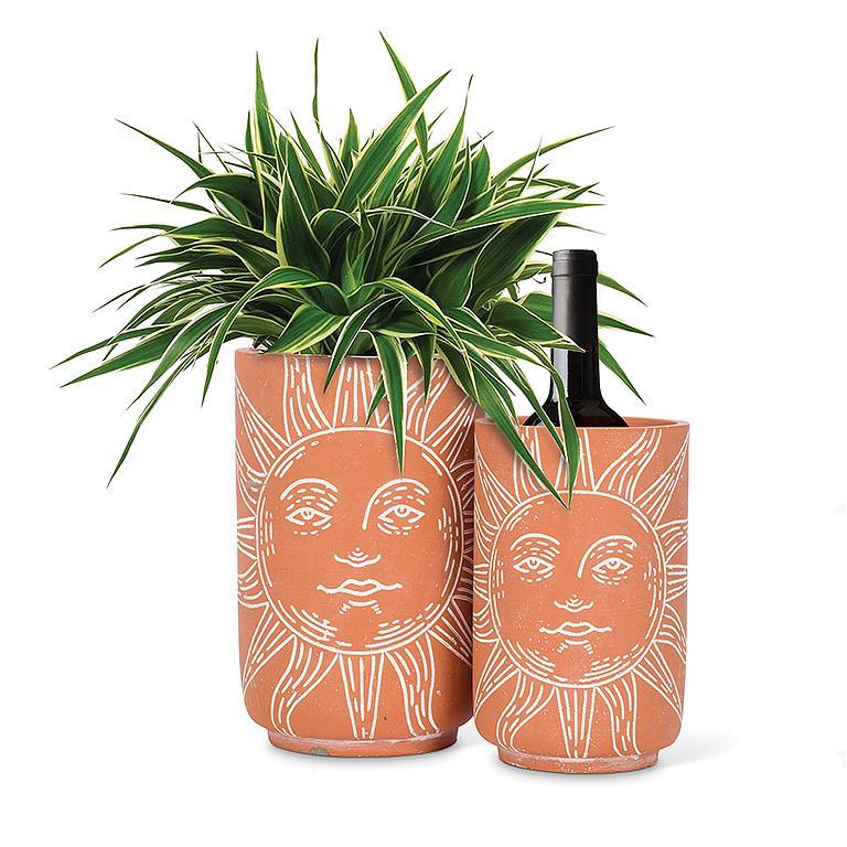 Small Sun Face Vase/Cooler