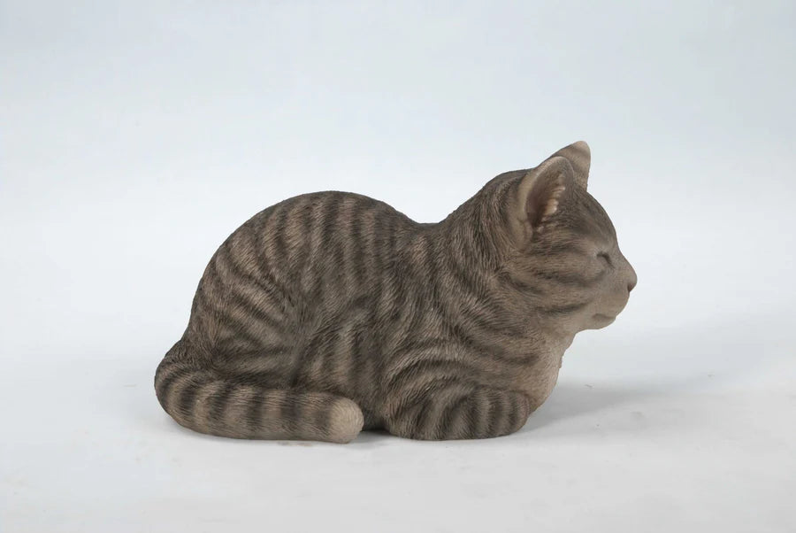 Sleeping Grey Tabby Cat Statue