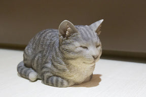 Sleeping Grey Tabby Cat Statue