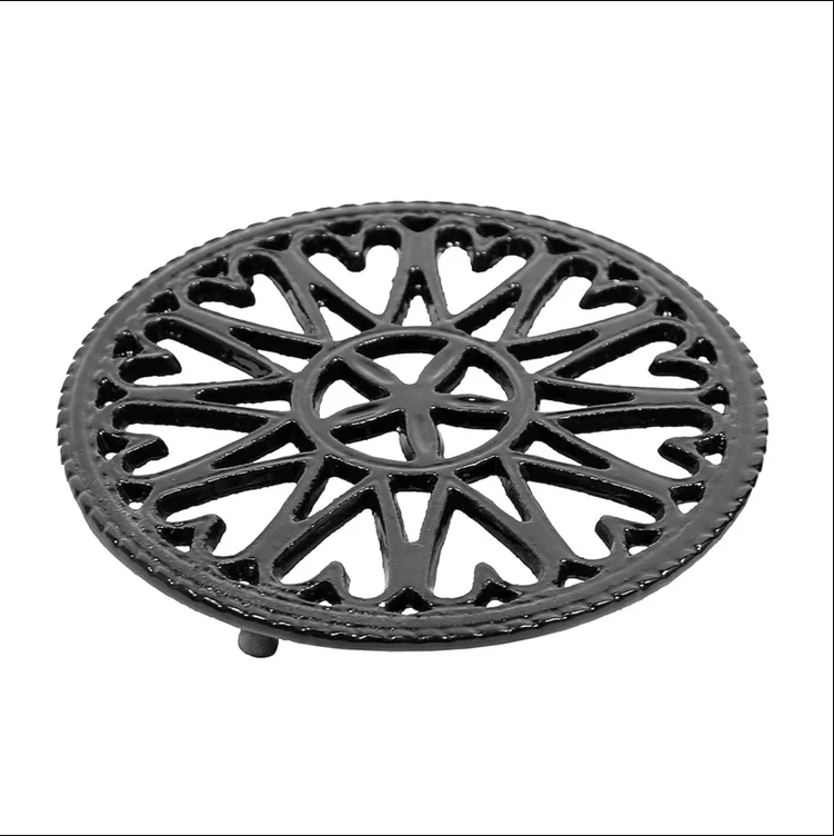 7" Cast Iron Enamel Sunburst Trivet