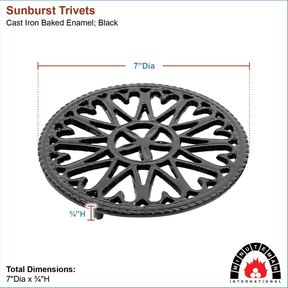 7" Cast Iron Enamel Sunburst Trivet