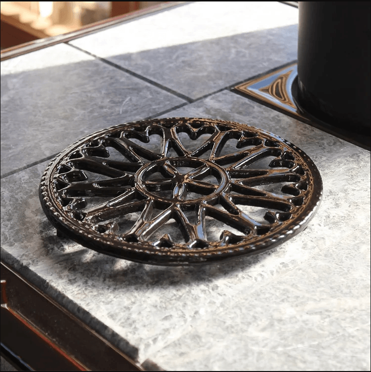 7" Cast Iron Enamel Sunburst Trivet