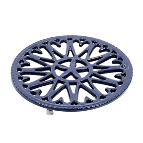 7" Cast Iron Enamel Sunburst Trivet - Blue