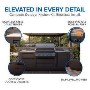 OASIS® Outdoor Kitchen Kit, Matte Black, Propane, Series 32 with Stainless Steel Countertops