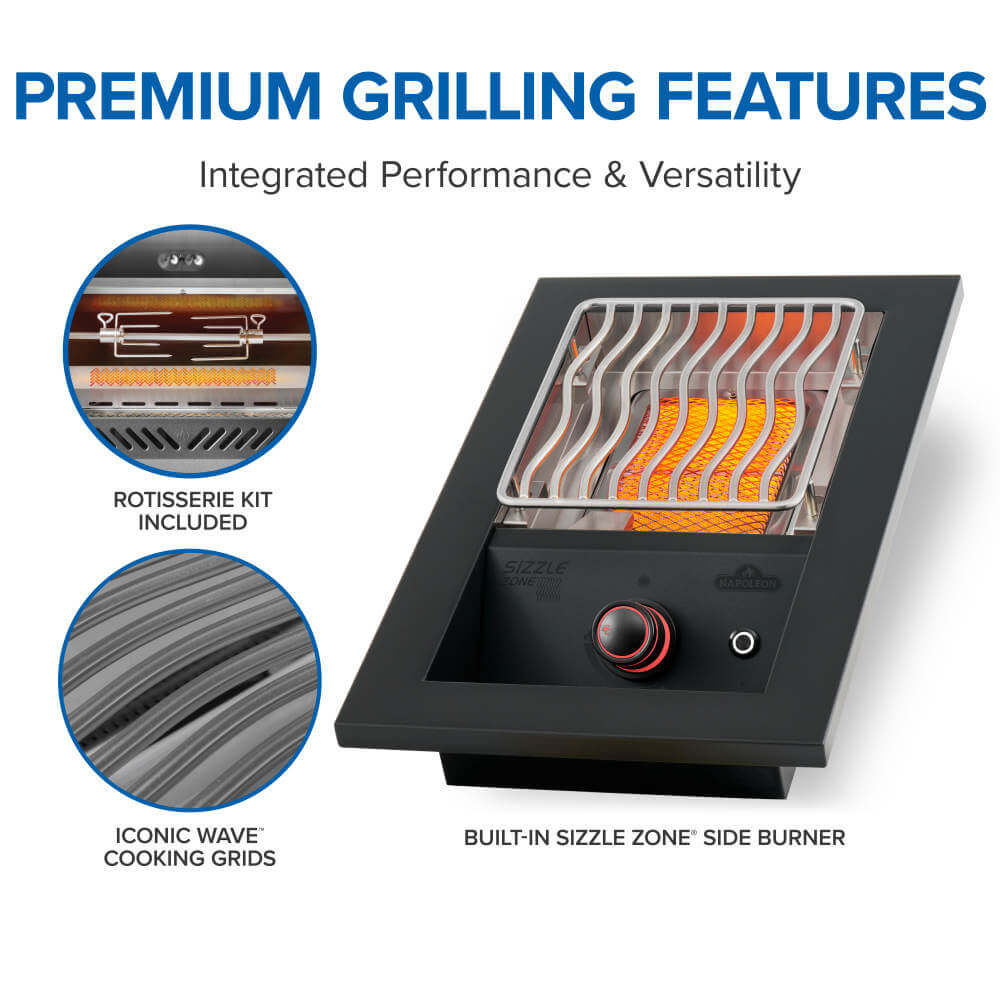 OASIS® Outdoor Kitchen Kit, Matte Black, Propane, Series 32 with Stainless Steel Countertops