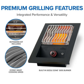 OASIS® Outdoor Kitchen Kit, Matte Black, Propane, Series 32 with Stainless Steel Countertops