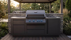 OASIS® Outdoor Kitchen Kit, Matte Black, Propane, Series 32 with Stainless Steel Countertops
