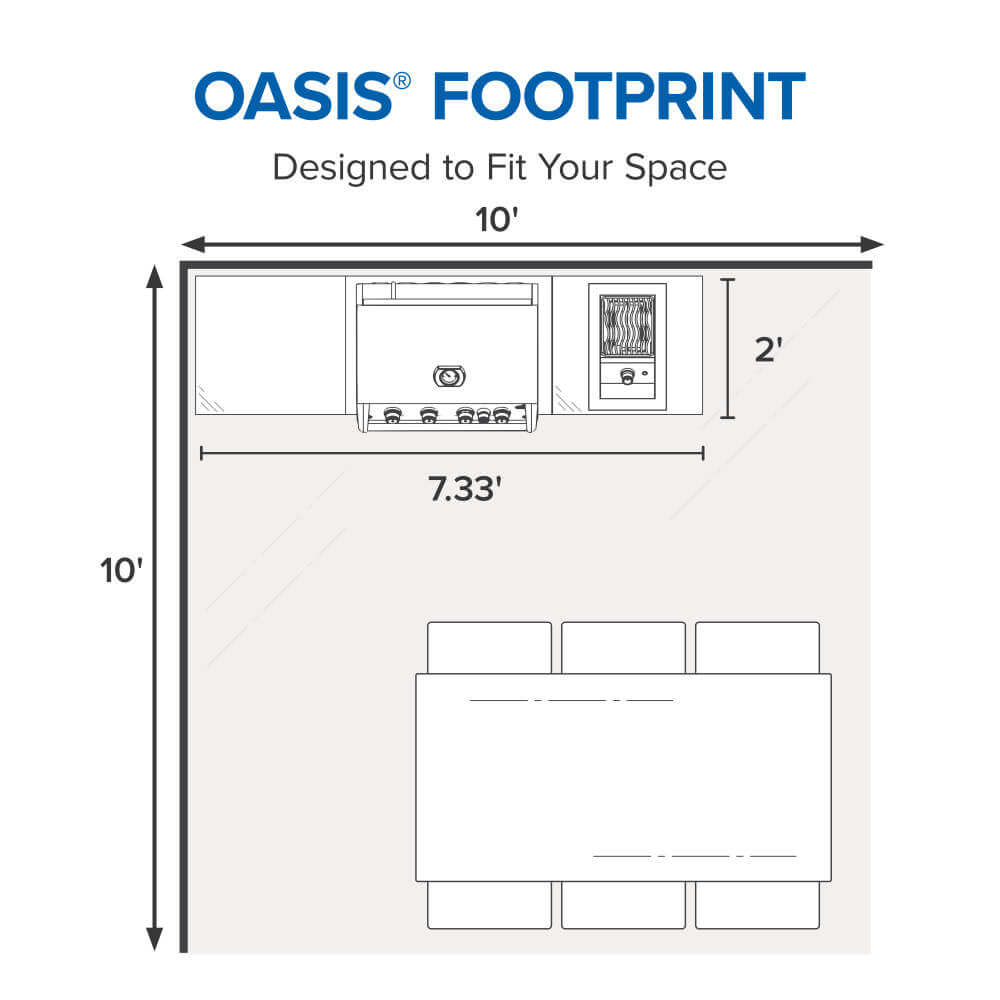 OASIS® Outdoor Kitchen Kit, Matte Black, Propane, Series 32 with Stainless Steel Countertops