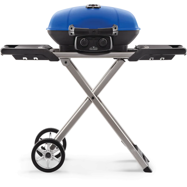 Blue TravelQ™ 285X Portable Propane Gas Grill with Scissor Cart