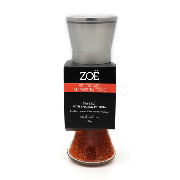 Zoe Olive Oil - Smoked Paprika Salt - Glass and Stainless Steel